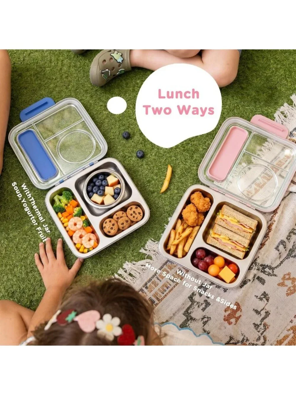 Insulated Stainless Steel Bento Box Set for Kids & Adults - 8oz Food Jar
